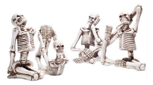 . Juego De 4 Divertidas Figuras De Esqueleto De Mini Yoga .