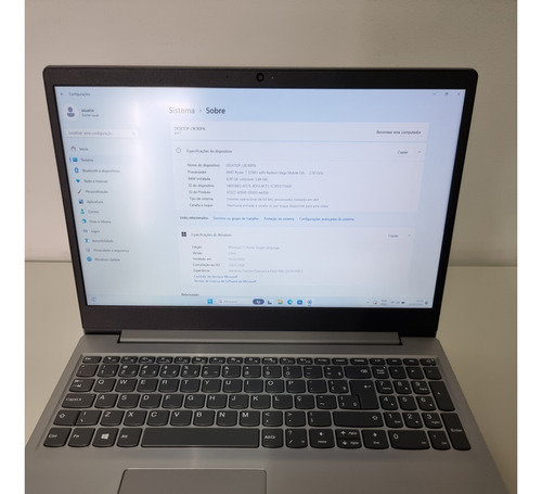 Notebook Lenovo Ideapad S145 Ryzen 7 3700u Win11 256gb 8gb