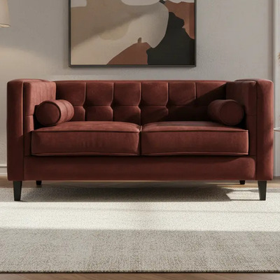 Love Seat Vintage Salas Modernas Minimalistas Sillones Color Bordó Diseño de la tela Terciopelo | Meses sin interés
