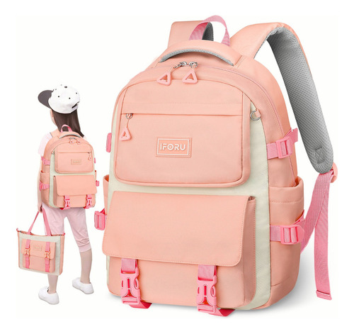 Mochila Escolar Iforu Backpack-13n Color Rosa Diseño Liso 30l