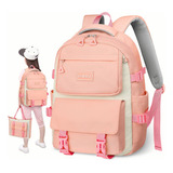 Mochila Escolar Iforu Backpack-13n Color Rosa Diseño Lisa 30l