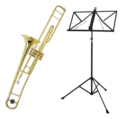 Trombone De Pisto Tb 200p Laqueado Dourado Com Case New York