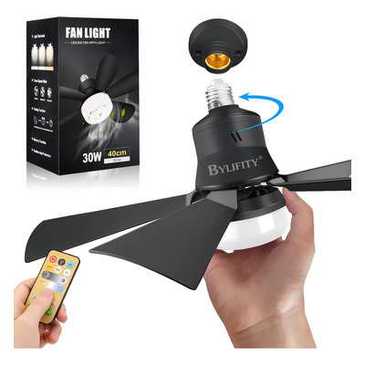 Ventilador de Techo con Lámpara LED Bylifity, 40cm, Negro, Con Control Remoto | MercadoLibre