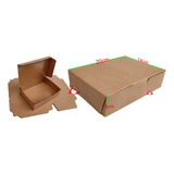 50 Cajas De Carton De 20x14x5cm Antigraso Kraft Autoarmable