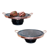 2 Fondue Pedra Sabão 32 Cm  Grelhas Curadas +  Fogareiros 