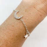 Pulsera De Plata 925 Estrella Y Luna En Estuche