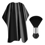 Kit Capa Corte Nylon Adulto Preta + Espanador Bolinha Preto