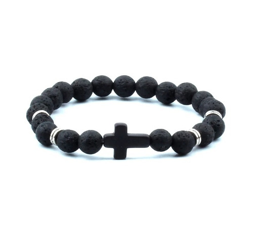 Pulsera De Piedra Volcanica Negra Hombre Y Mujer Moda 2022