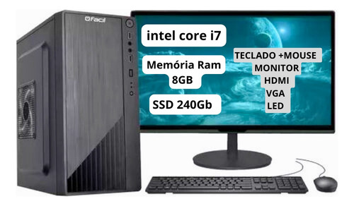 Pc Cpu Intel I7 3770  H61  8gb  C/ Monitor / Teclado E Mouse