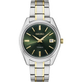 Reloj Hombre Seiko Sur377 Cuarzo 44mm Pulso Plateado