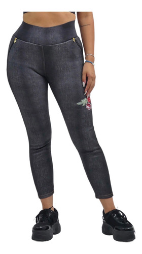 Calza Tipo Jeans Con Chiporro - Adcesorios