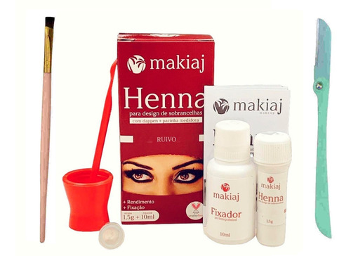 Kit Henna Sobrancelha Profissional Makiaj Pincel Navalha