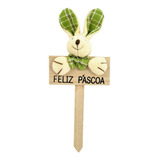 Placa Coelho Verde Feliz Páscoa 23x9x4cm Enfeite De Páscoa