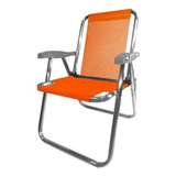 Cadeira Praia Aluminio Zaka Plus Laranjada Capacidade 100kg