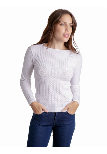 Sweater Yara (art 433) Cuello Bote Trenzado Hilado Manhattan