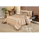 Jogo De Cama Casal King Size Safari 07 Peças Super Elegante Cor Bronze