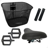 Kit Cestinha Bike Aro 24/26 + Selim 2 Molas + Pedal + Punhos