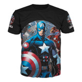  Camiseta Capitan America Marvel Superheroe Adulto