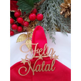 Anel Porta Guardanapos Feliz Natal Mdf - Dourado 24 Peças