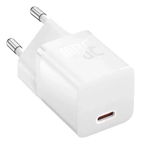 Carregador Turbo Baseus 30w Usb-c Gan5 Compacto Cor Branco