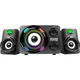 Subwoofer Gamer K-mex Ss-9800 Led 2.1 Stereo 9.9w Rms Cor Preto