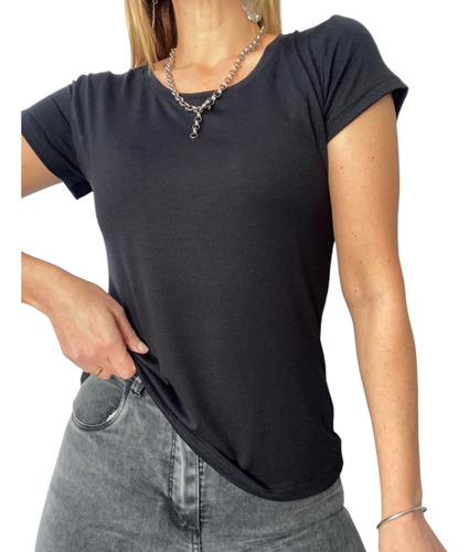 Remera Basica De Modal Cuello Redondo De Mujer Talle 2 Al 5