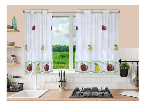 Juego De Cortinas De Cocina Bordada Vero