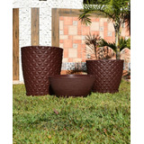 Kit 2 Vasos Decor N1 N2 C/ Bacia Planta Casa Jardim + Pratos