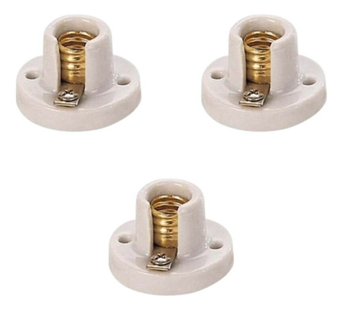 Portalampara O Socket Loza Bombillo Rosca E12 X 3 Unidades