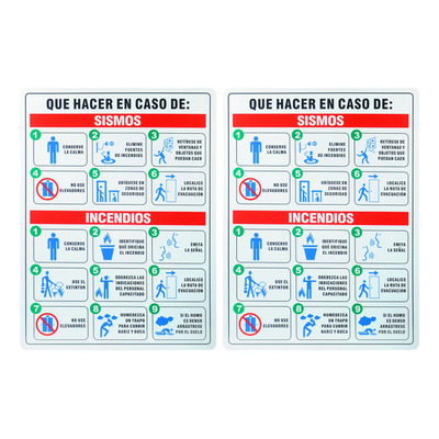 2 Senalamiento Sismo Incendio 30x40 Cm Señaletica Seguridad | MercadoLibre