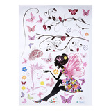 Adhesivo De Pared De Pvc Con Forma De Hada, Flor Y Mariposa,