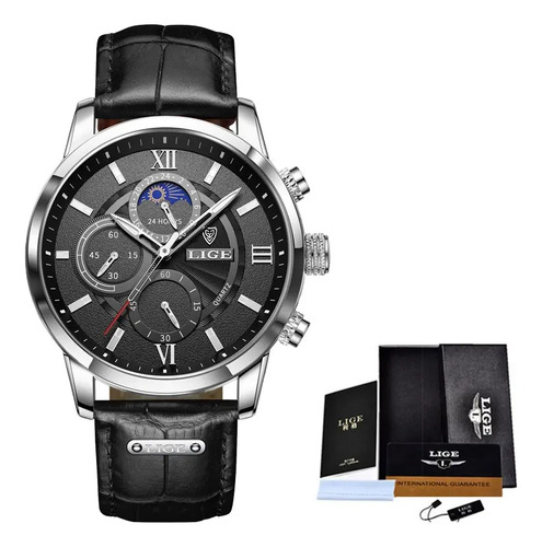 Reloj De Pulsera Analógico De Cuarzo, Cuero, Luminoso