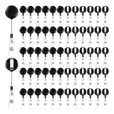 60pzs Yoyo Gafetes Retractil Identificación Porta Credencial Color Negro | MercadoLibre