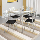 Mesa Cozinha Reno 90+4 Cadeiras Nápoles Cromada/preto-kappe