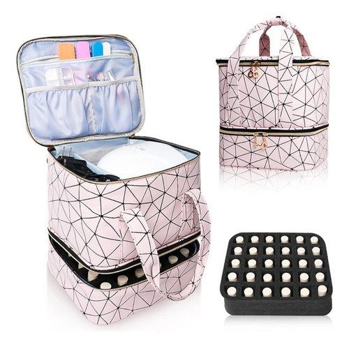 Bolso Organizador De Uñas De Doble Capa Para Manicura