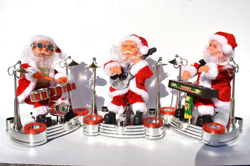Navidad Santa Claus Tocando El Saxofón Con Adornos Navideños