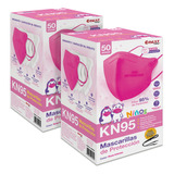 Cubrebocas Kn95 De Niños Tapabocas Mascarilla Infantil 100pz Color Rosa Fuerte