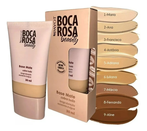 Base Boca Rosa Matte Alta Cobertura Longa Duração By Payot 