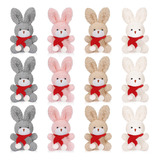 Juego De Peluches Navideños De 8 Cm Conejitos Articulados