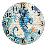 Abucaky Reloj De Pared Con Mapa Náutico De Caballo De Mar Az