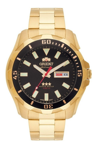 Relógio Automático Orient Masculino Dourado Preto 469gp078f