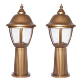 Farol Sobre Pedestal Para Ext Policarbonato Bronce Cobre X 2