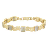 Pulsera Oro 14k Lam Swarovski Blanco Diamantada 20-22cm Dama