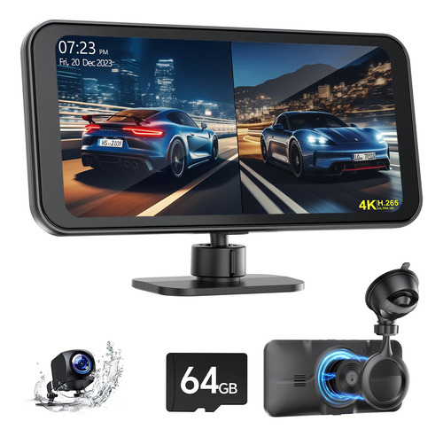 Camara Doble 4k Frontal Y Trasera Con Pantalla Carplay De 6