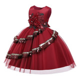 Embroidered Beaded Irregular Sequin Children's Dress