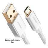 Ugreen Cable Usb A Micro Usb 1m Carga Rápida Celular Ps4 Color Blanco