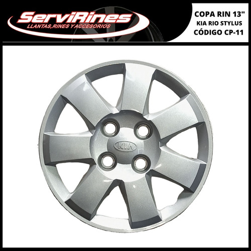 X1 Copa De Rin 13, Kia Rio Stylus, Gris Claro. Cod. Cp-11