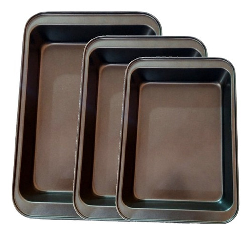 Kit De 3 Charolas Rectangulares Para Hornear Pastel, Pan Etc