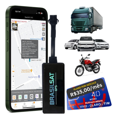 Mini Rastreador Gps Com Plataforma+ Chip M2m Em Tempo Real !