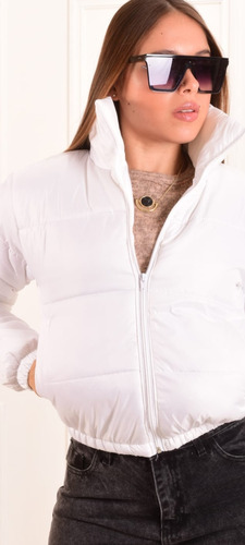 Campera Puffer Corta Blanca